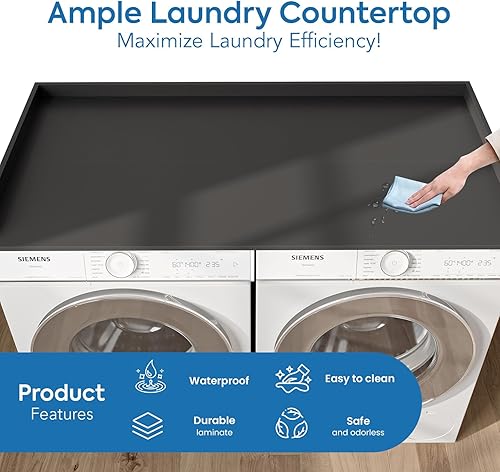 Miniatura 7 de Encimera de lavadora y secadora, encimera de lavadora y secadora de 27.5 x 54 pulgadas con almohadilla antideslizante, decoración grande para la