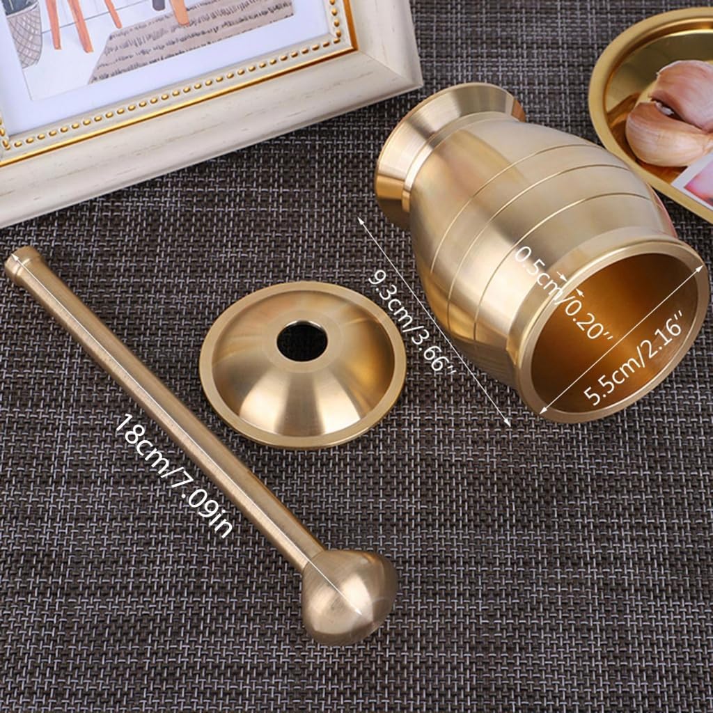 Grinding Ginger Crusher Kitchen with lid for Pill Crusher Herb Bowl Pure Copper Gift Beautiful and Solid Durable to Use