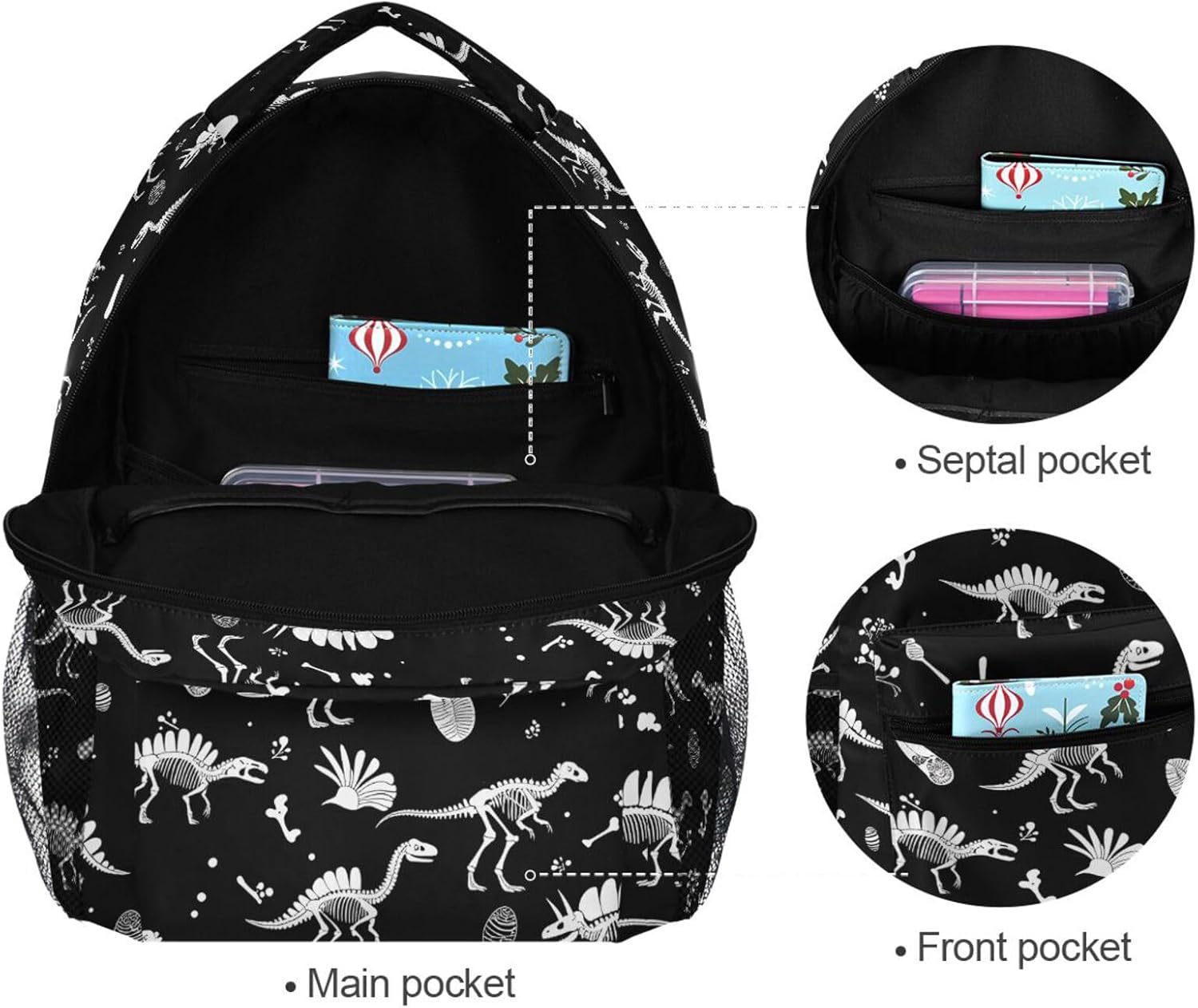 Dinosaurs Skeleton Camouflager Backpacks for Kids Boys Dino Pattern School Book Bag Animals Computer Casual Laptop Backpack Travel Hiking Camping Daypack