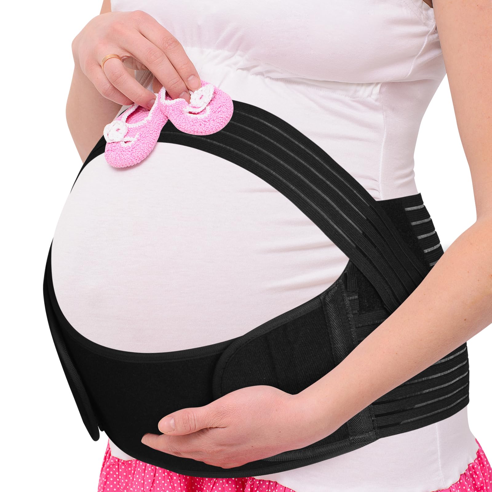 AUYAO Stützgurt Schwangerschaft Verstellbar Bauchband Schwangerschaft Stützend Elastischerstützgürtel Bauchgurt Schwangere Atmungsaktiv Schwangerschaftsgürtel Bauchgurt Stützt Taille Rücken Bauch M-XL