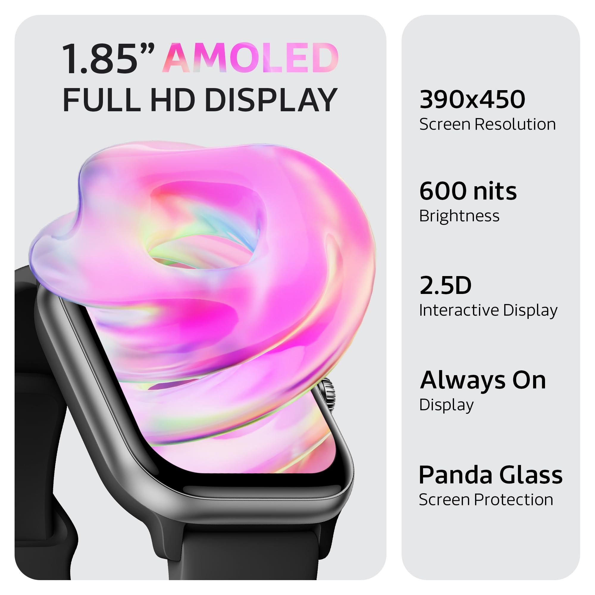 OCTANDRA Orologio intelligente Pulse 2 VeryFit per uomo e donna, Alexa con schermo AMOLED integrato da 1,8 pollici IP68, fitness tracker, energia corporea, frequenza cardiaca, saturazione di ossigeno,