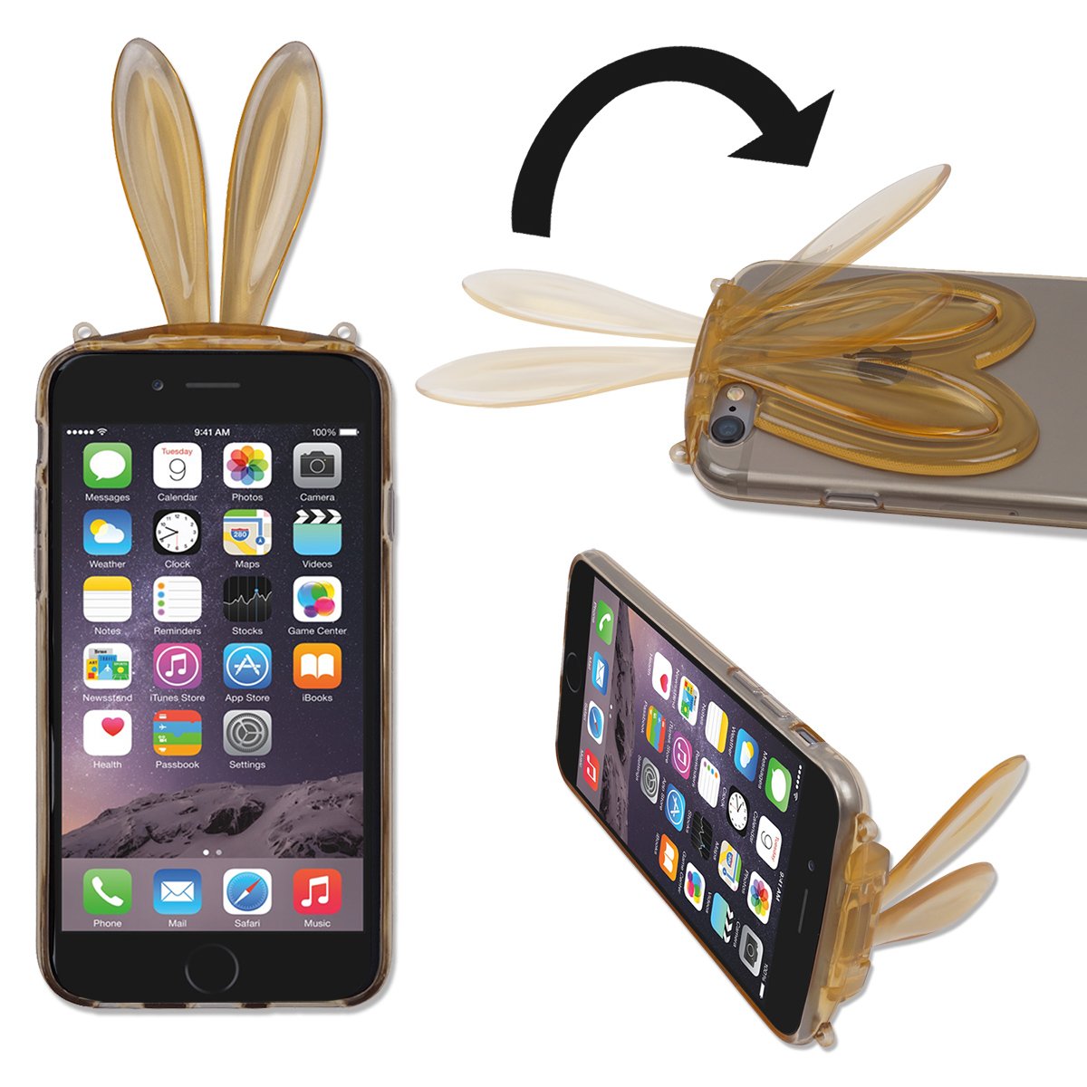 iPhone 6s /6 Bunny TPU Case, Protective iPhone6 / 6 s Ultra Thin Jelly Gel Case, Soft Rabbit Case (Gold)