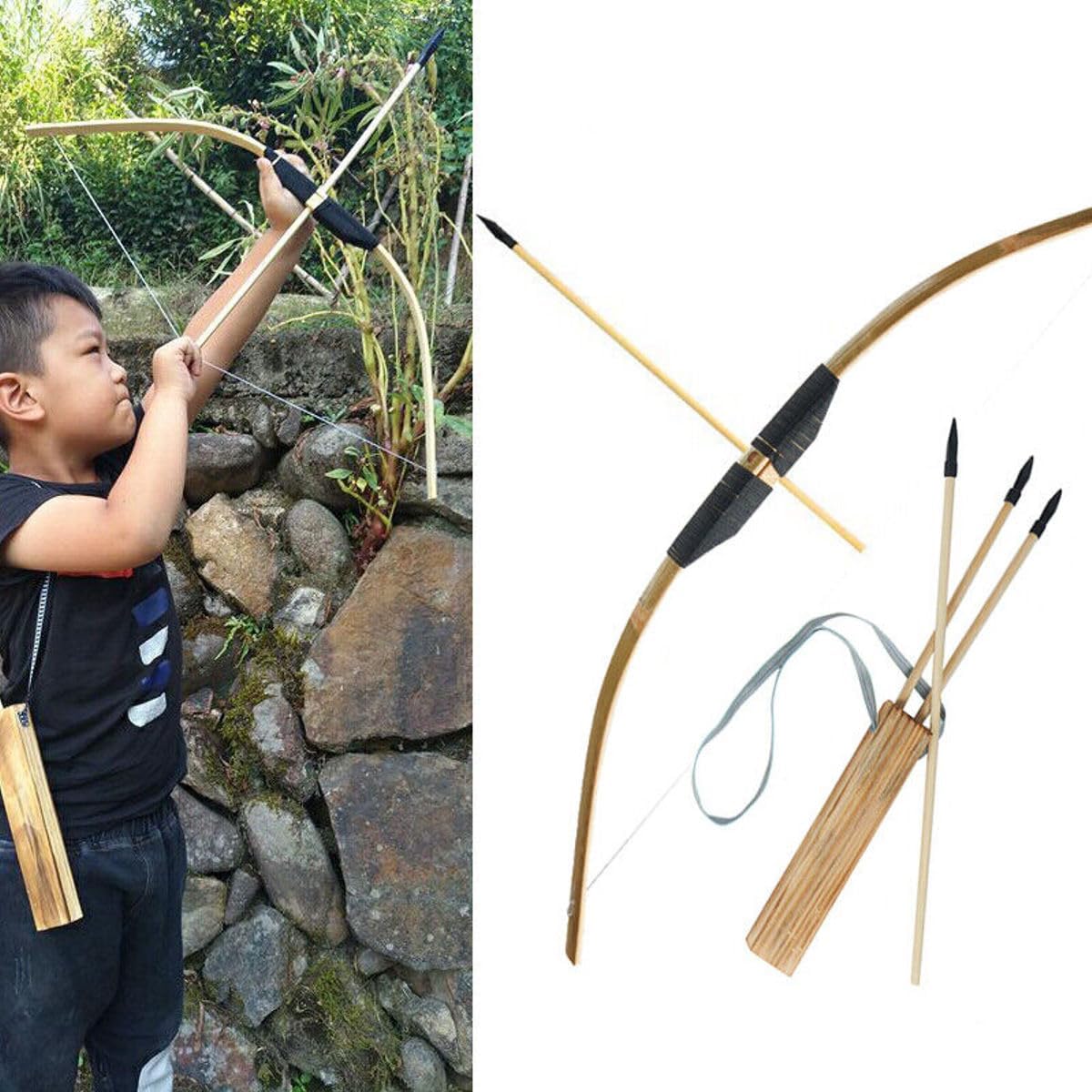 Kids Bamboo & Wood Bow and Arrow Set - Outdoor Sport Hunting Bow for Children with Safe Arrows
