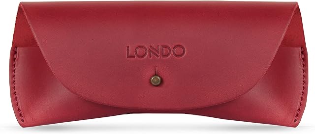 LONDO Genuine Leather Eyeglass Case with Button Closure