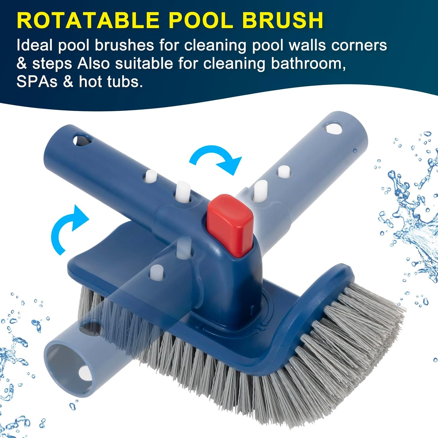 Deluxe Swimming Pool Cleaning Kit Including Pool Skimmer Net with Rubber Edge, 17.5" Pool Brush Head & Rotatable Pool Scrub Brush, Heavy Duty Pool Cleaning Kit Inground & Above Ground Pool (No Pole) - Image 5