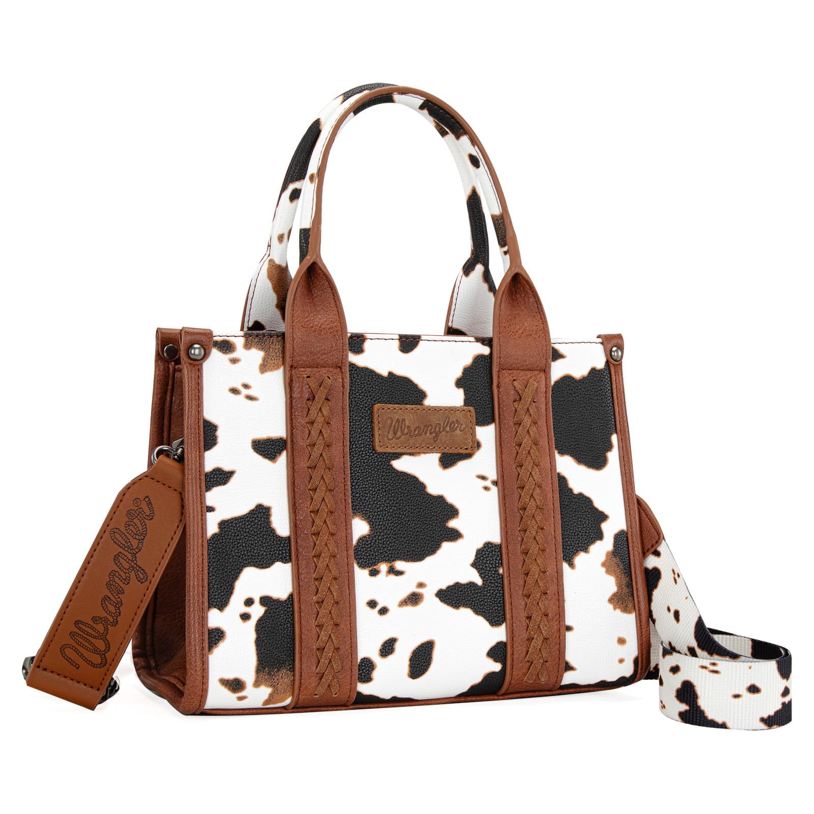 MONTANA WEST Wrangler Tote Handbag for Women Cow Print Purse Top Handle Handbags, M-cow Print Brown, M