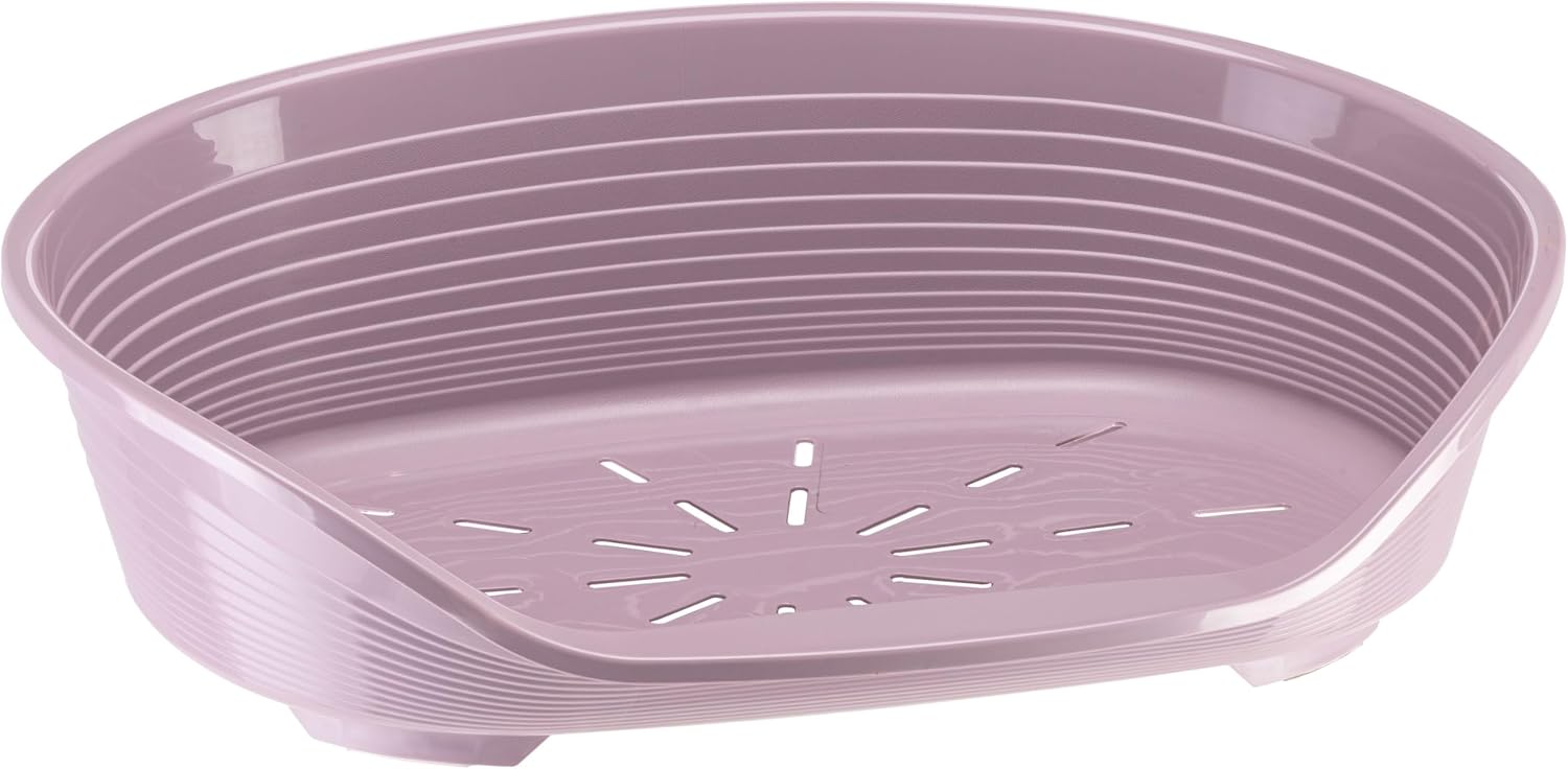 Ferplast Cuccia per Cani e Gatti Cuccia per Cani taglia media 100% plastica riciclata Lettino per Cani lavabile traspirante e antiscivolo Siesta Deluxe, 62 x 41 xh 23,5 CM, Fuxia