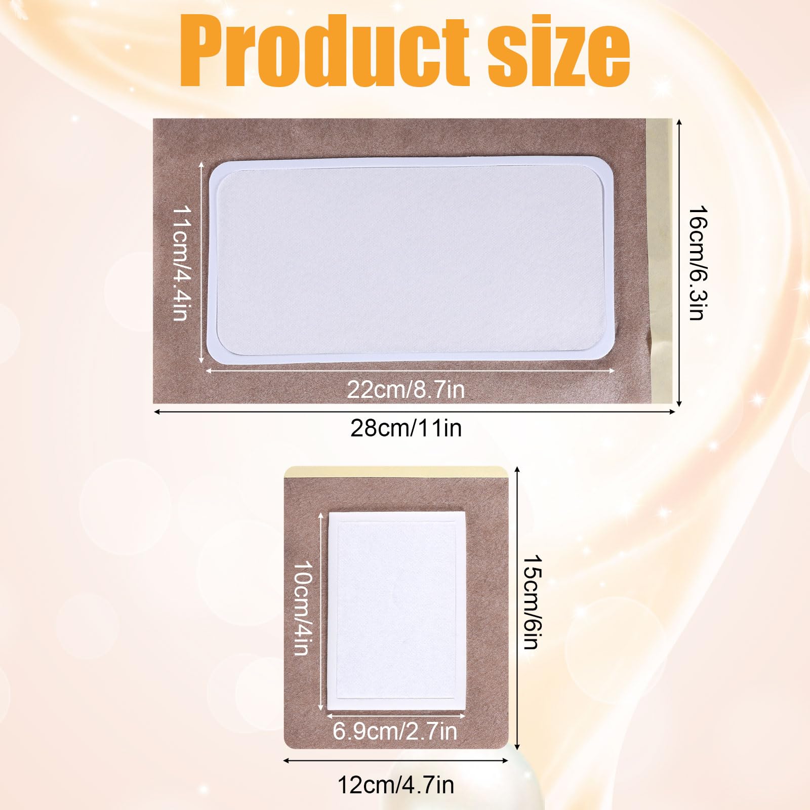 20pcs Castor Oil Pack Wrap, 2 Size Disposable Pads Cover Adhesive Patch Stickers Sleeve Overpatch Tape for Castor Oil for Stomach Shoulder Waist Thigh Belly Button