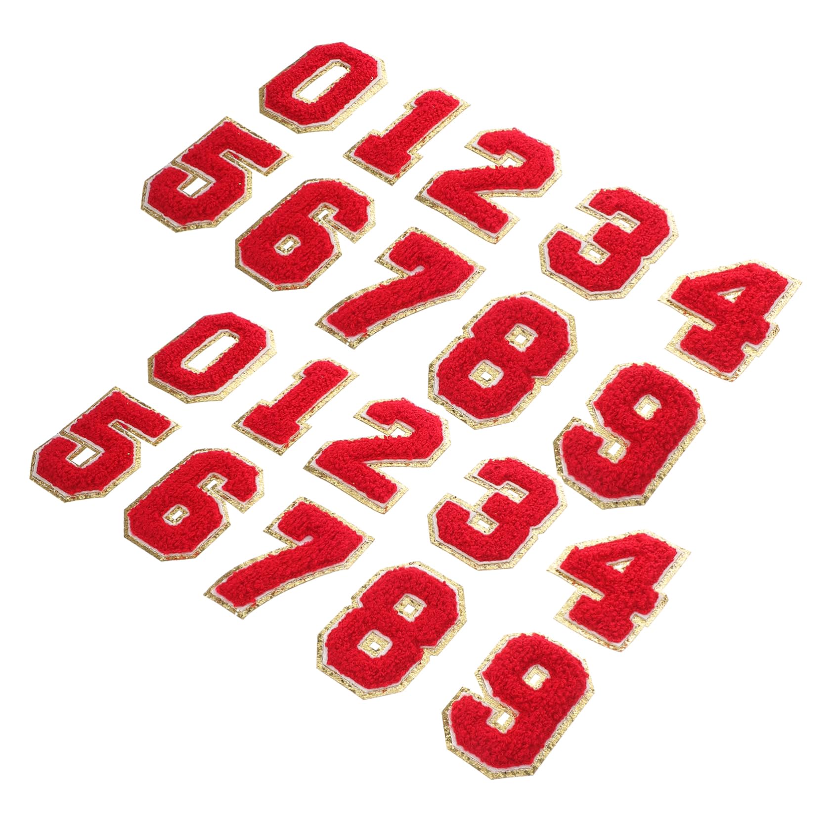 Operitacx 100 Pièces Patch Numérique Patchs De Réparation Décoratifs Accessoire De Vêtements Brodés Coudre Des Patchs Numérotés De Vêtements Numérotés ments Orne Polyester Rouge