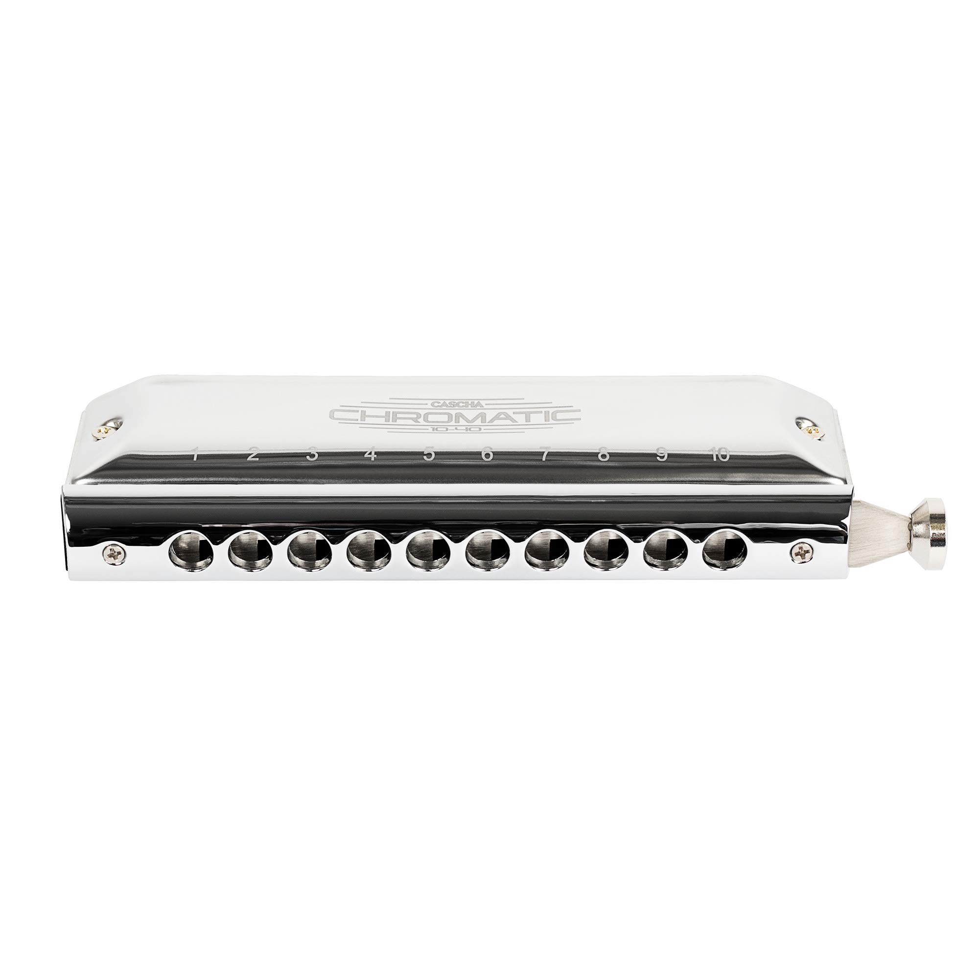Cascha Chromatic 10-40, chromatyczna harmonijka ustna z miękkim etui i ściereczką do czyszczenia, 10 otworów, 40 tonów
