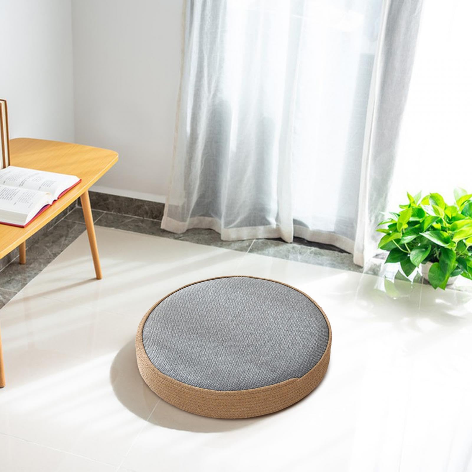 Cojín Redondo de Tatami, Puf de Meditación, Esterilla de Tela Cómoda, Ideal para El Hogar, La Sala de Estar, La Oficina Y La Meditación, Estilo Grande G, Individual