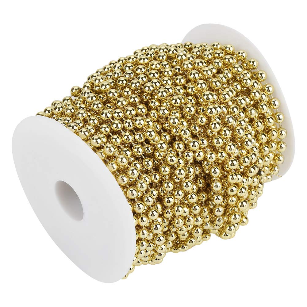 TOPINCN Half Round Pearl Bead Garland String 25M Flat Pearl Beaded Spool Roll Crafts for Wedding Party Decoration DIY Wedding Decoration (Gold) - Image 4