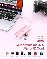 LENTION USB C Hub 6 az 1-ben - 4K HDMI, 3 USB 3.0, SD/TF Kártyaolvasó - MacBook Pro/Air, iPad Pro, Surface Kompatibilis Adapter Rózsaarany 4