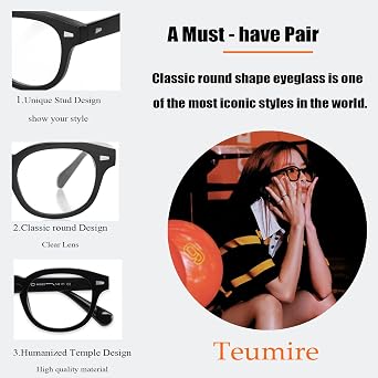 Johnny Depp Round Glasses for Women Men Vintage Circle Thick Frame Eyeglasses Non Prescription Glasses Clear lens Eyewear