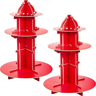 Fire Hydrant Cupcake Holder 2 Pieces 3 Tier Fire Hydrant Cupcake Stand Fighter Theme Holder Stand Truck Birthday Party Supplies Party Decor Decorations