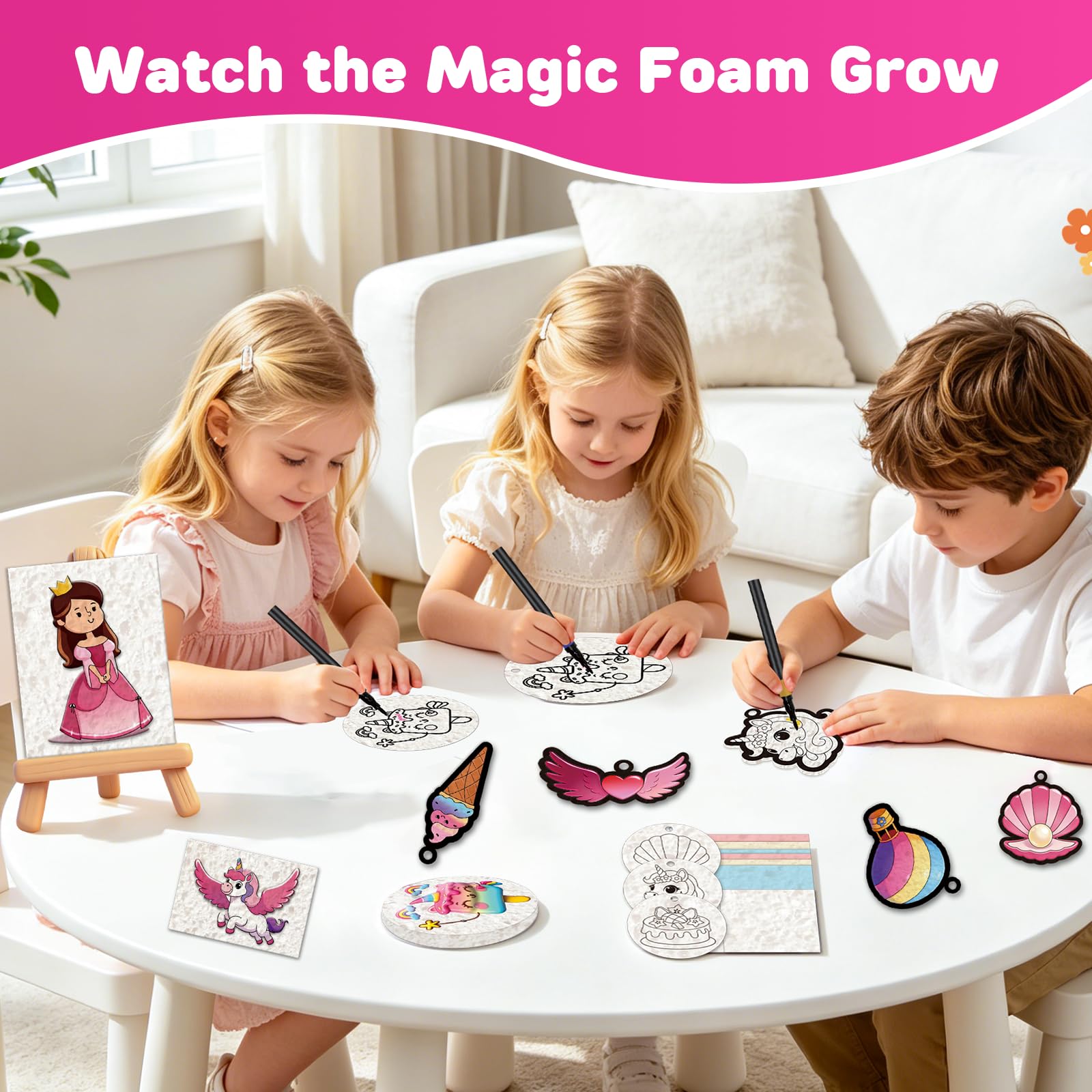 62Pcs Magic Puffy Paint Kit, Magic 3D Foam Texture Painting Kit with 32Pcs Foam Texture Paper, 12 Colored Markers - Image 5