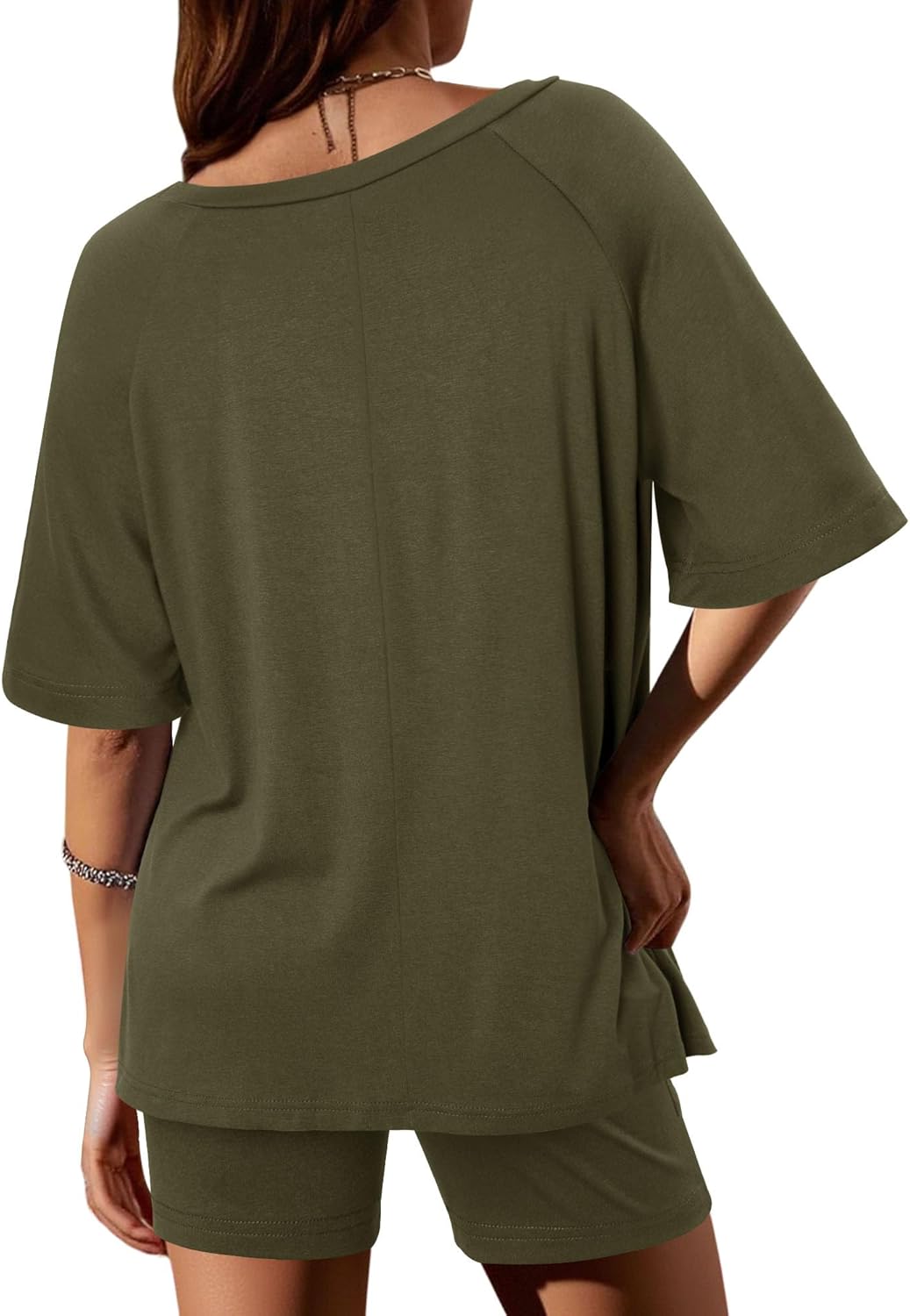 Magritta Women Two Piece Lounge Set Summer Casual Loose Fit Shirts Elastic Waist Biker Shorts Matching Airport Travel Outfit - Image 4