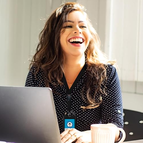 Miniatura 2 de Giancomics Black ID Badge Holder with Lanyard, Lanyards for ID Badges with Badge Reel Retractable Heavy Duty, Lanyard with ID Holder Keychain Clip