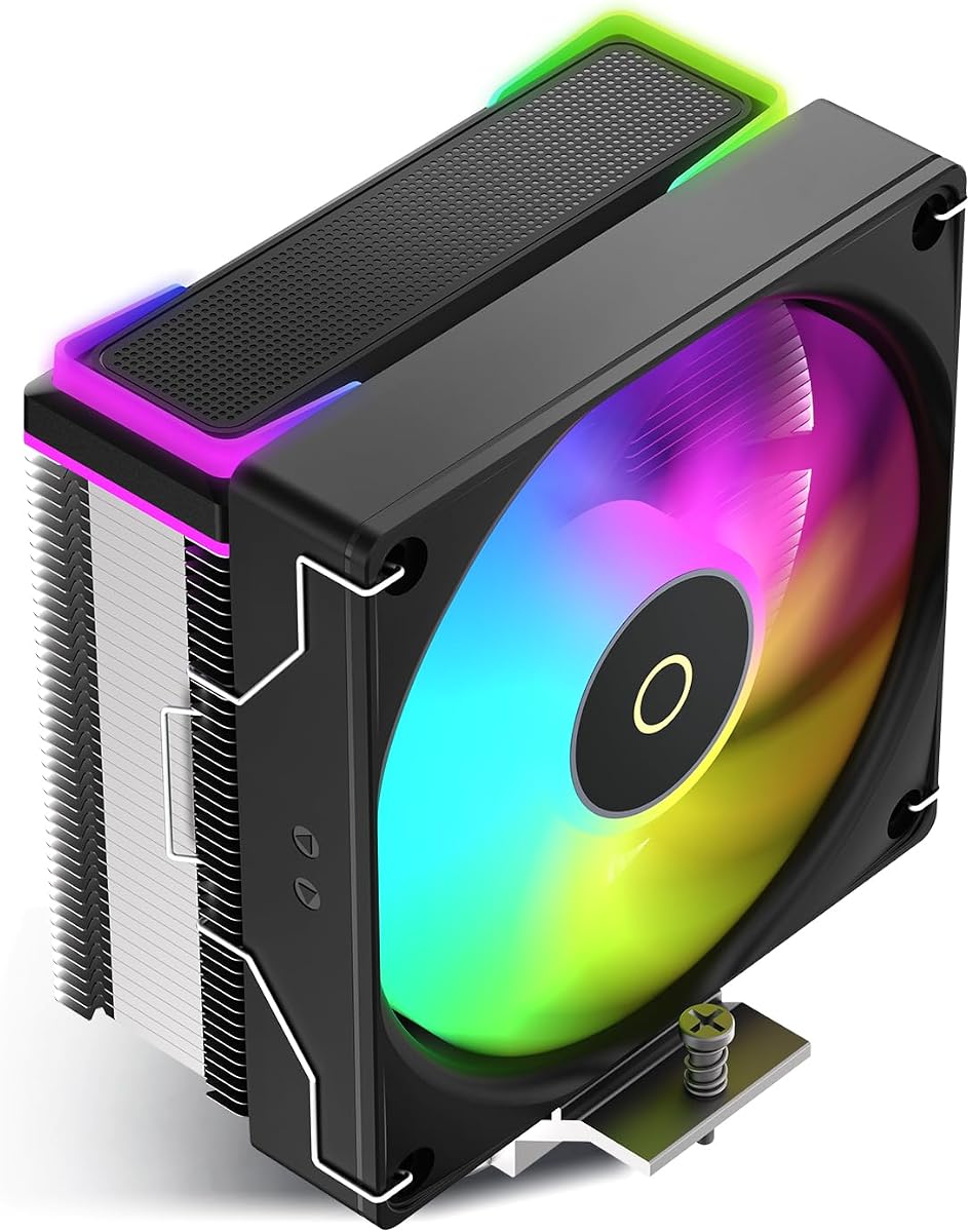 Delta A40 SE BK ARGB Air CPU Cooler,Flexible Lighting Connection Options | Unique Top Cover,120mm PWM PC Fan,12V Fixed Lighting or 5V ARGB Sync Support,for Intel LGA 115X/1200/1700/1851 & AMD AM4/AM5