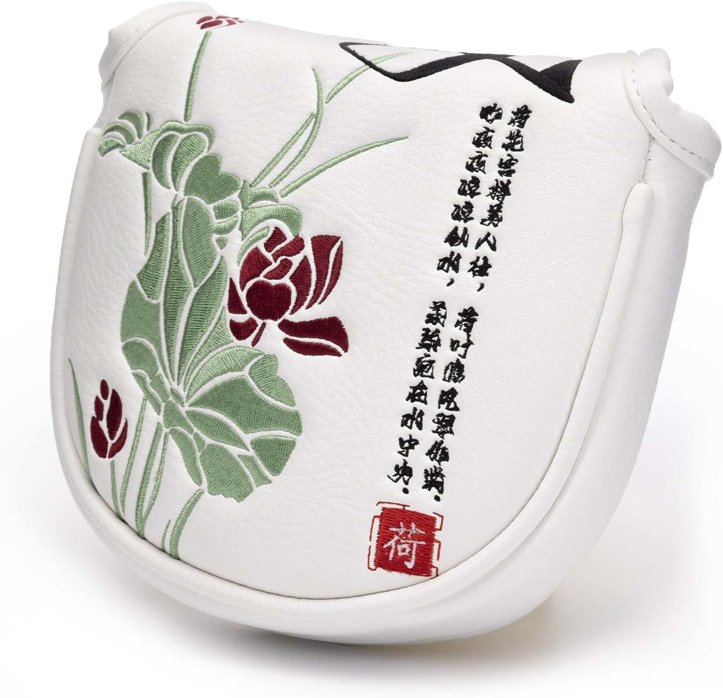 Floral Style Golf Head Covers, Lotus Golf Club Covers for Drivers, Fairway Woods, Hybrids, Mallet and Blade Putter Golf Headcovers with Advanced Embroidery Soft Lined Leather for Most Brands - Summer