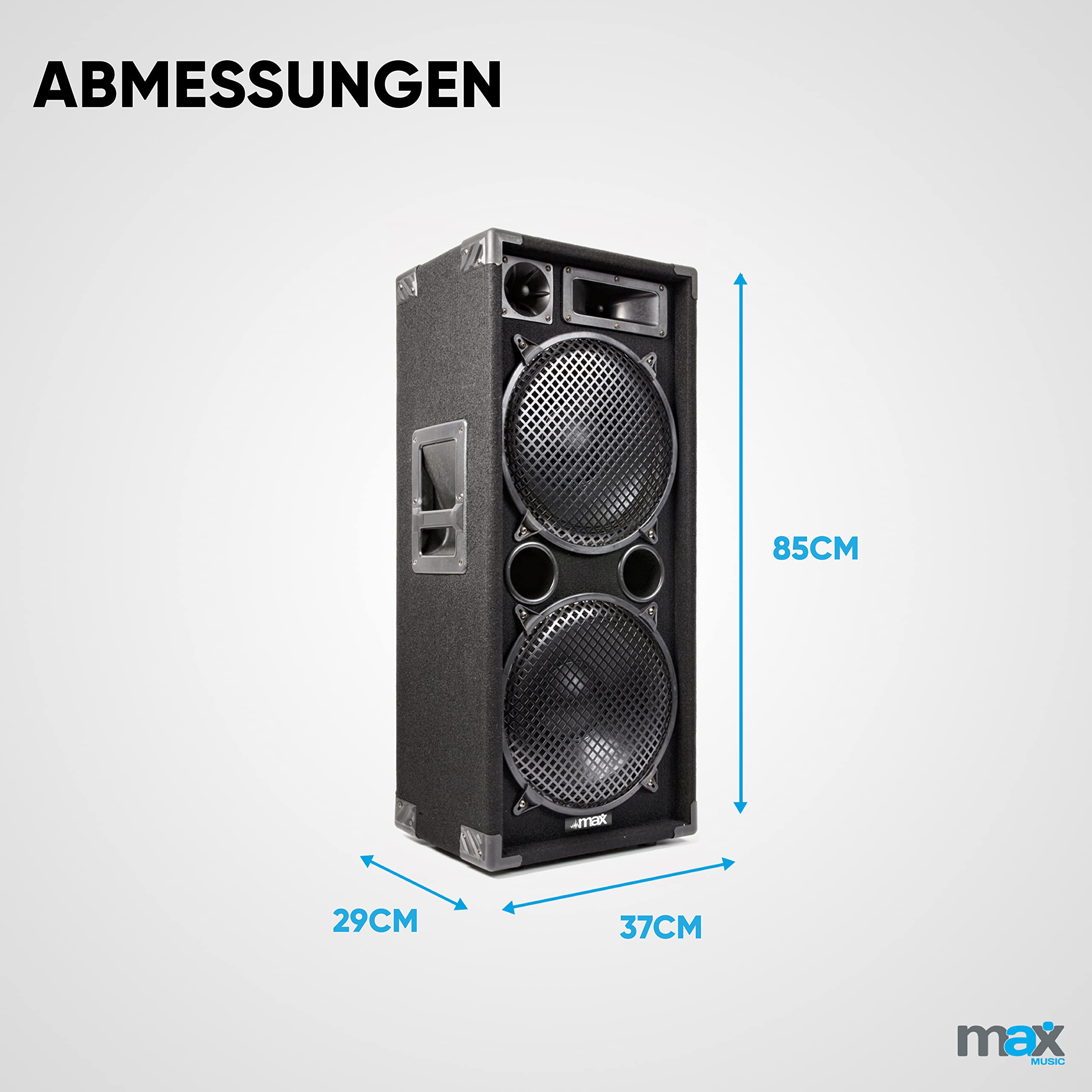 MAX212 - DJ Starter Kit - DJ Boxen Set 2800 Watt inklusive DJ Mixer, Verstärker mit Bluetooth, MP3, USB, MAX212 Bundle 2 Lautsprecher mit Verstärker, PA-Anlage Komplett Set