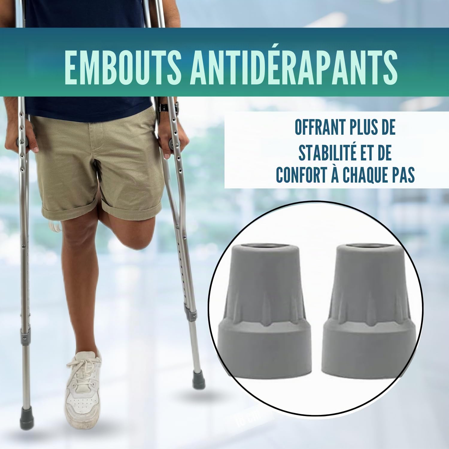 OrtoPrime Béquilles Médicales Adultes x2 – Béquille Médicale Réglable en Aluminium Léger – Canne Anglaise Confortable pour Femme & Homme – Béquilles Orthopédiques Sécurisées