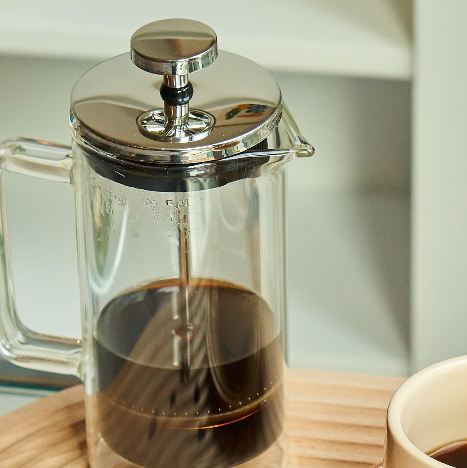 Coffee Press Double Layer Press Pot Hand Brewing Coffee Filter Press Pot High Borosilicate Glass Tea Maker Coffee Pot Pots(600ml)