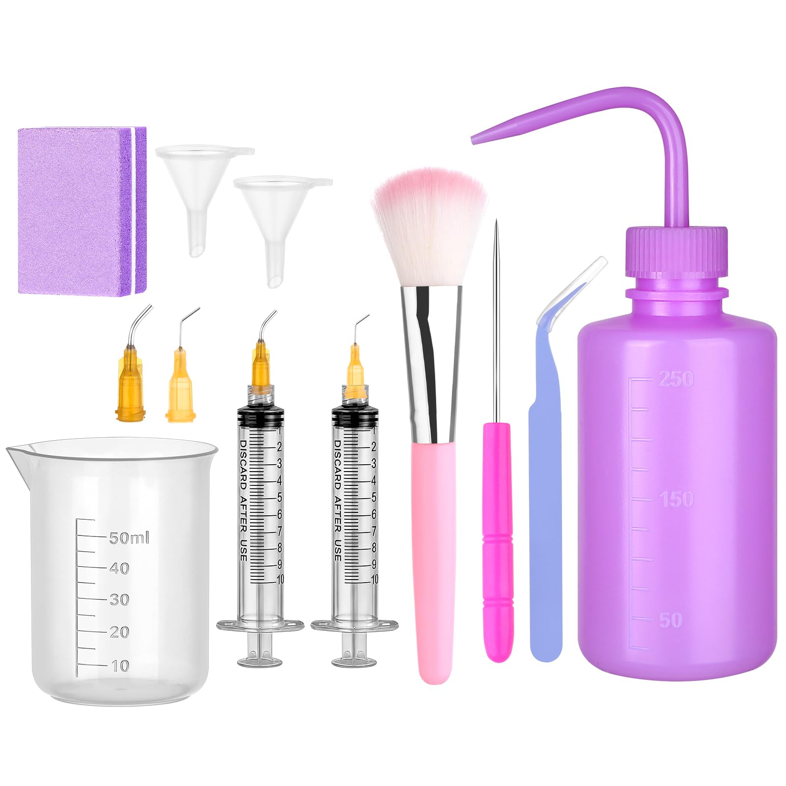 YXSJAS 10 Pcs Snow Globe Tumbler Supplies Snowglobe Tumbler Supplies Kit Including Squeeze Bottle Tweezers Funnels Measuring Cup Craft Awl Buffer Brush for Glitter Snowglobe Tumblers Craft Cup Making