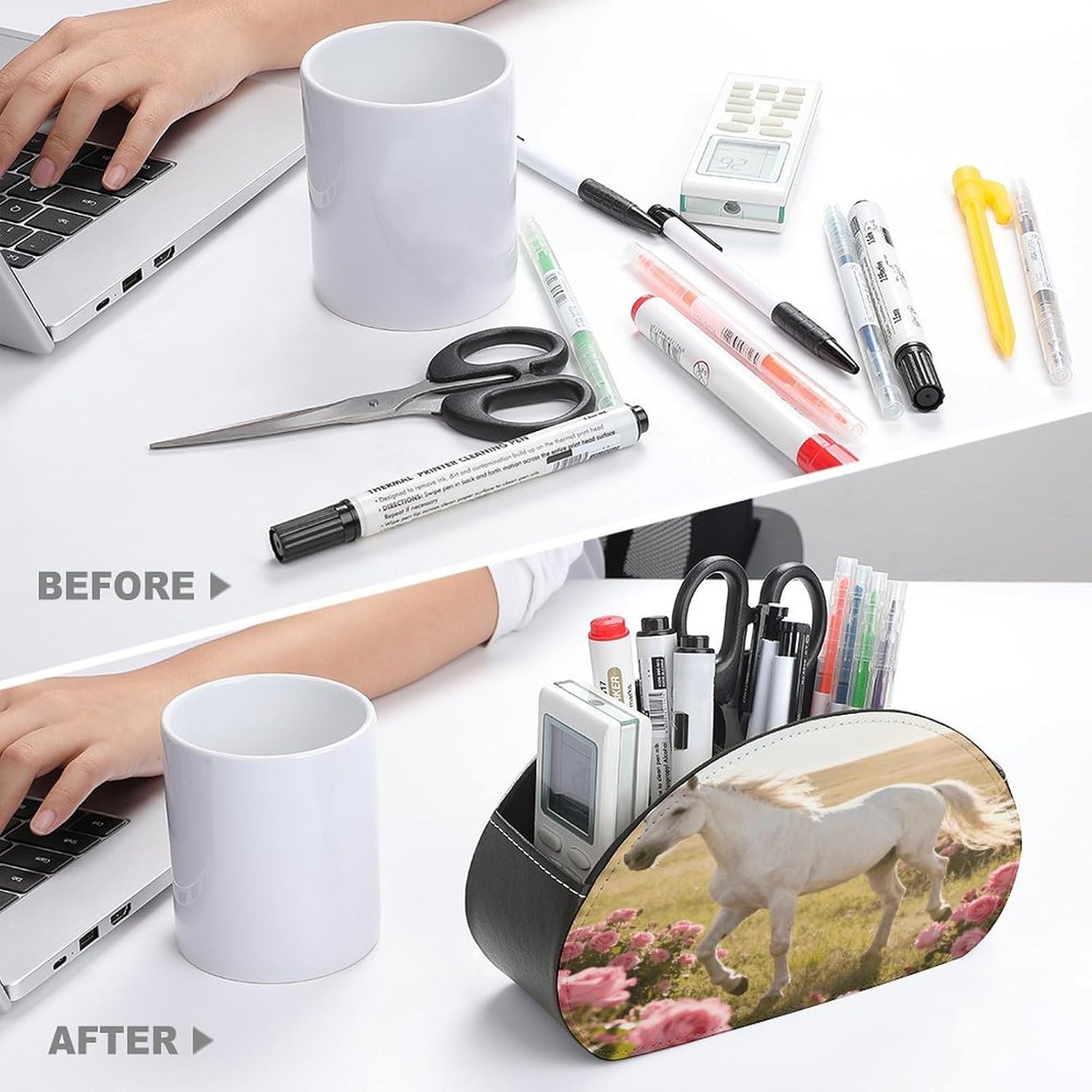 Personalized PU Leather Remote Control Holder with 5 Compartments image 3