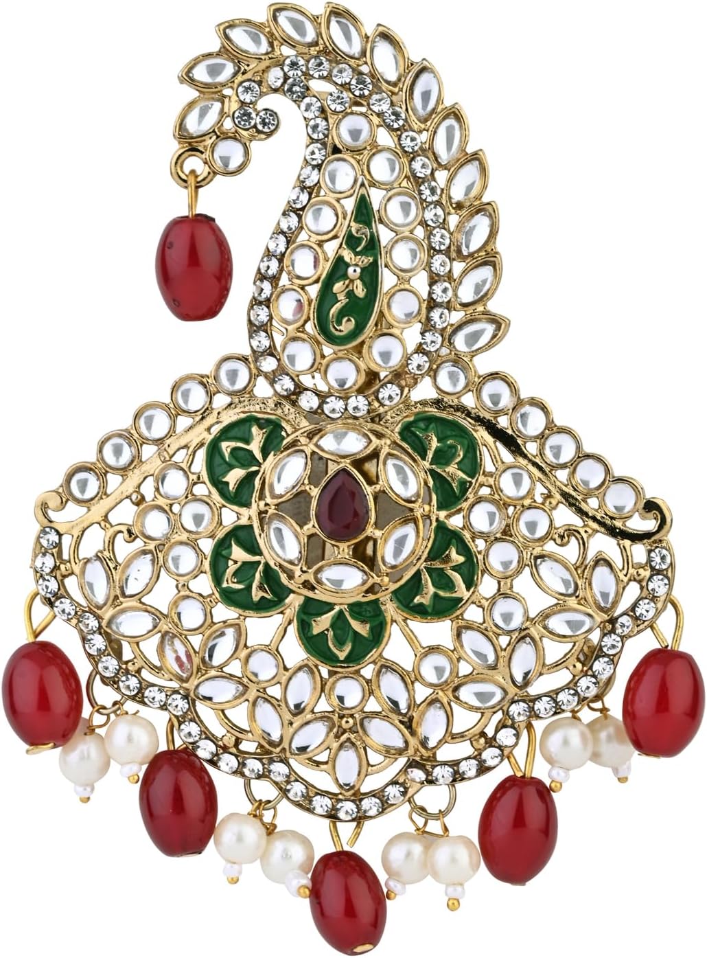 I Jewels Gold Plated Indian Wedding Bollywood Stone Pearl Work Safa Kalangi Brooch for Groom/Men/Dulha Pagadi