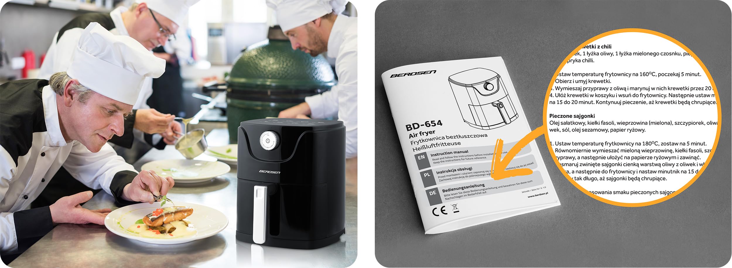 Berdsen Frytkownica beztłuszczowa na gorące powietrze - Air Fryer - 1000 W 2,5 L - 8 programów - Czarna