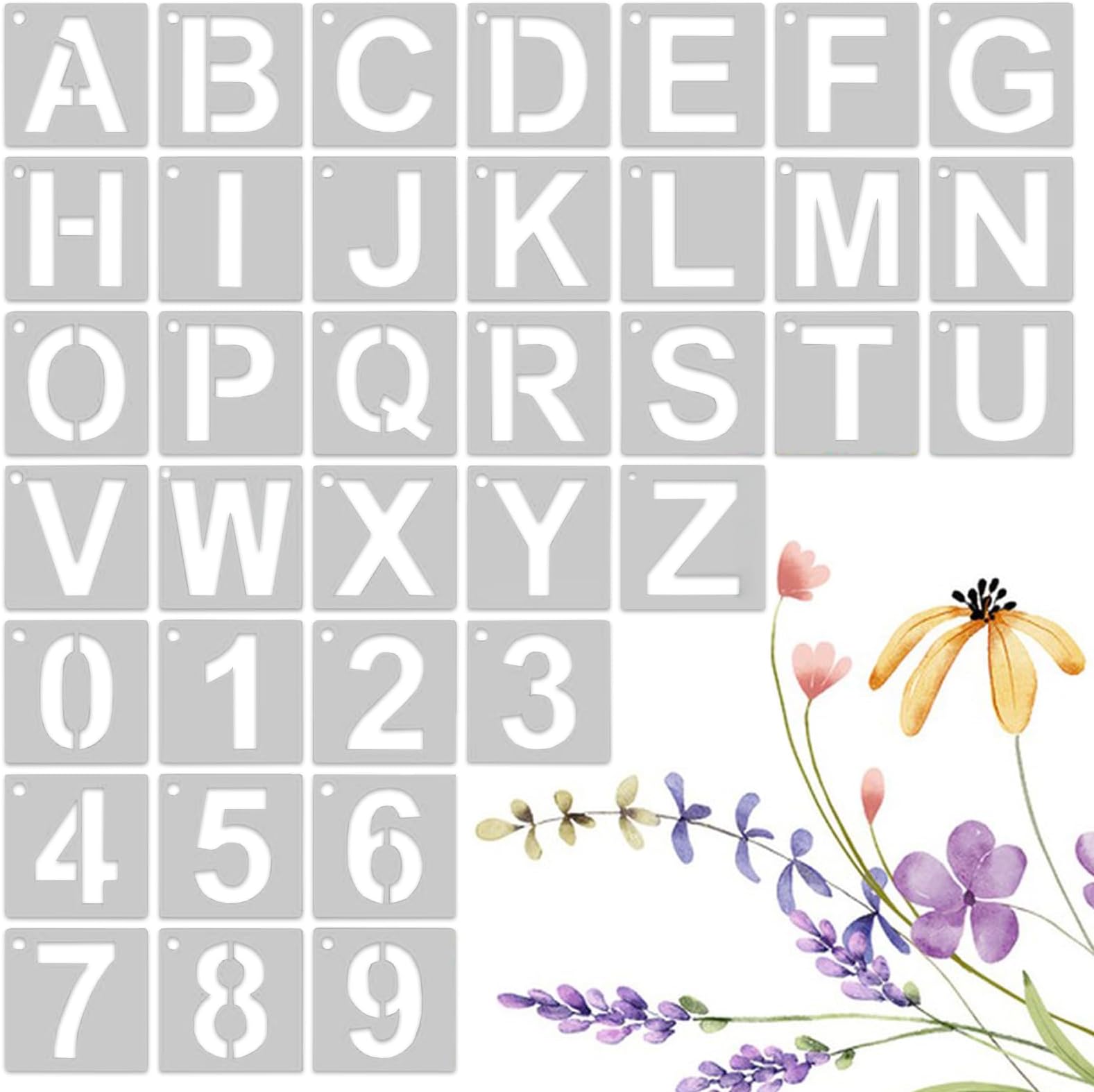 - ﻿ 2 Style 72 Pcs Reusable Plastic Letter Number Stencils Set, Interlocking Painting Templates for Wood Walls Fabric Rocks DIY Art & Sign Making