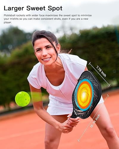 Miniatura 4 de Juego de pickleball, raquetas de fibra de vidrio, palas de pickleball juego de 2, 4 bolas, 2 agarres de repuesto, 1 bolsa de transporte, remo de