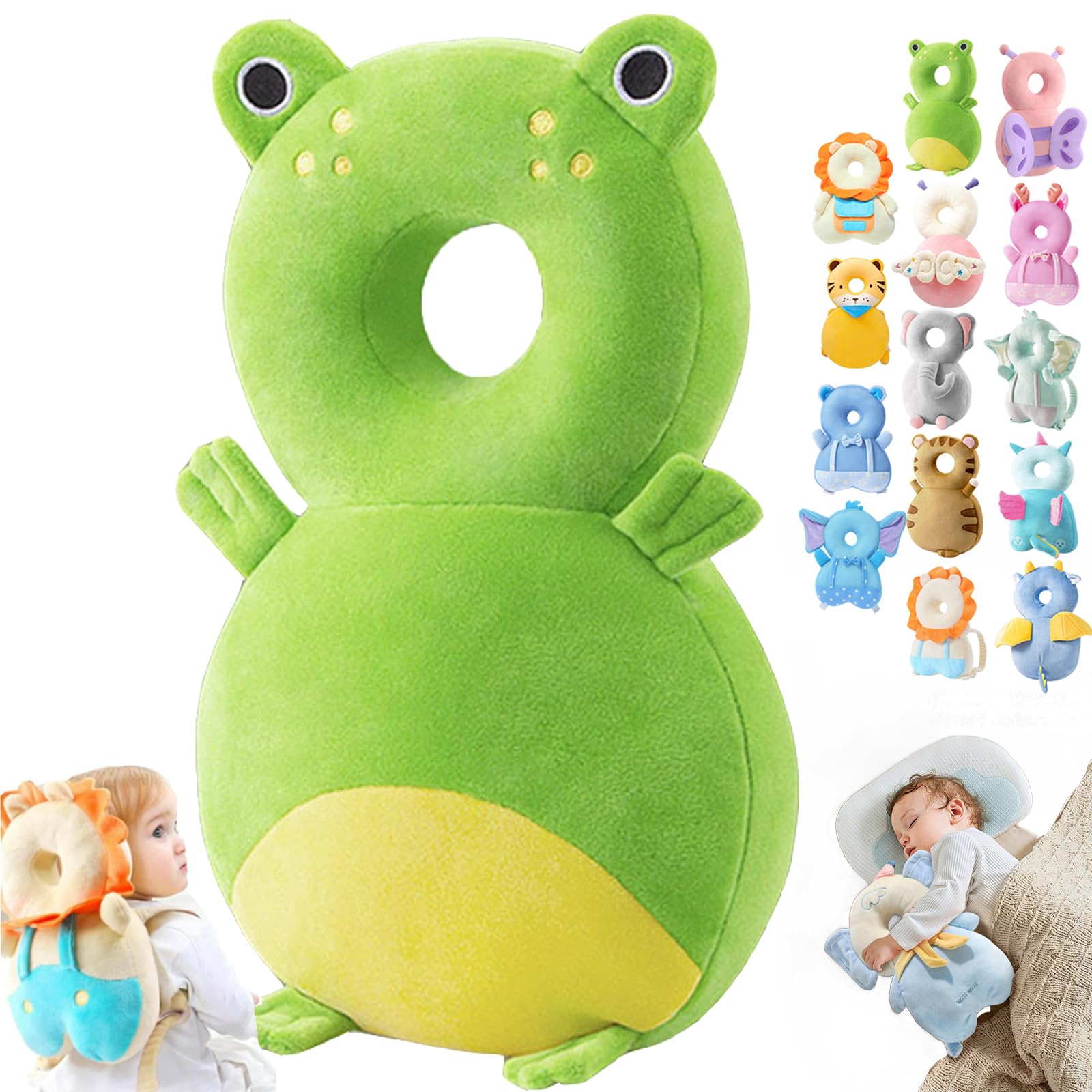 Wonder Baby Head Protector Backpack - Fall Protection Pillow for Walking (Frog) — image 1