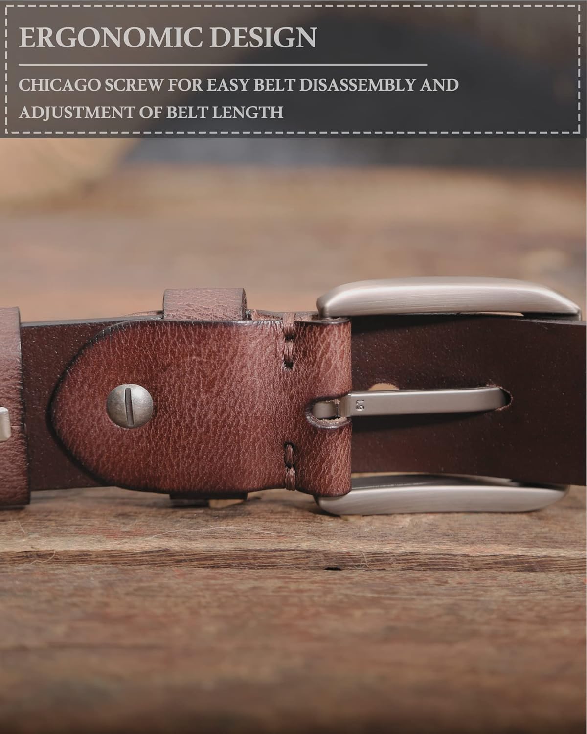 DONWORD Italian Full Grain Leather Belts for Men - Metal Buckle Durable Solid Belts for Jeans