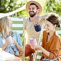 Vista 6 de COMOOO Vaso de vino de 12 onzas con tapa y popote, copa de vino de acero inoxidable, copa de vino de doble pared aislada al vacío para vino, Blanco