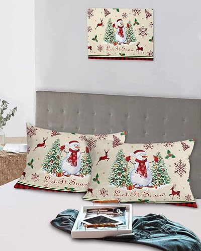 Miniatura 5 de Fundas de almohada rústicas de Navidad de tamaño estándar, 2 paquetes de fundas de almohada para cama, funda de almohada para sofá, sofá, cuerpo