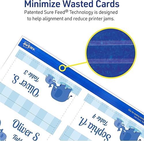 Miniatura 4 de Avery Tarjetas imprimibles para tienda de campaña con tecnología Sure Feed, 2 x 3.5 pulgadas, blancas, 160 tarjetas de lugar en blanco para