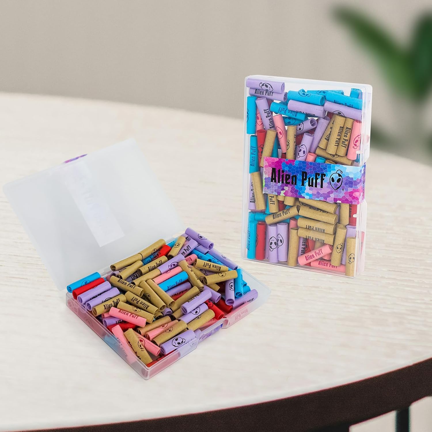 Colorful Pre RoIIed Tips, 6.5x25mm, 120 Tips Unrefined Perforated with 3 Fillers, Pink, Red, Purple, Blue, Brown Pre RoIIed Tips