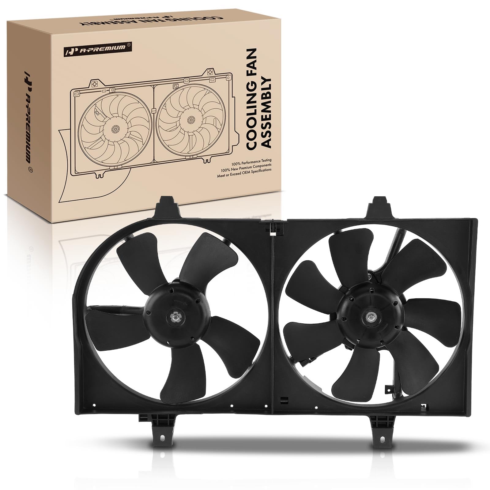 Photo 1 of A-Premium Engine Radiator Cooling Fan Assembly Compatible with Select Nissan Models - Sentra 2002 2003 2004 2005 2006 - Replace # 214814Z320, 214814Z322