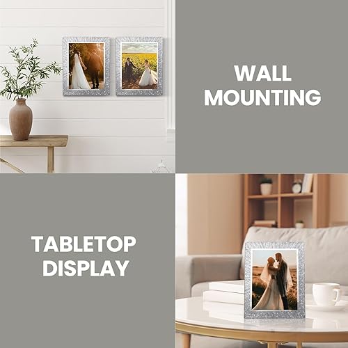 Miniatura 3 de Portarretratos de cristal de 8 x 10 pulgadas, 2 unidades, marco de fotos con purpurina brillante de 8 x 10 pulgadas, espejo de cristal, regalo de