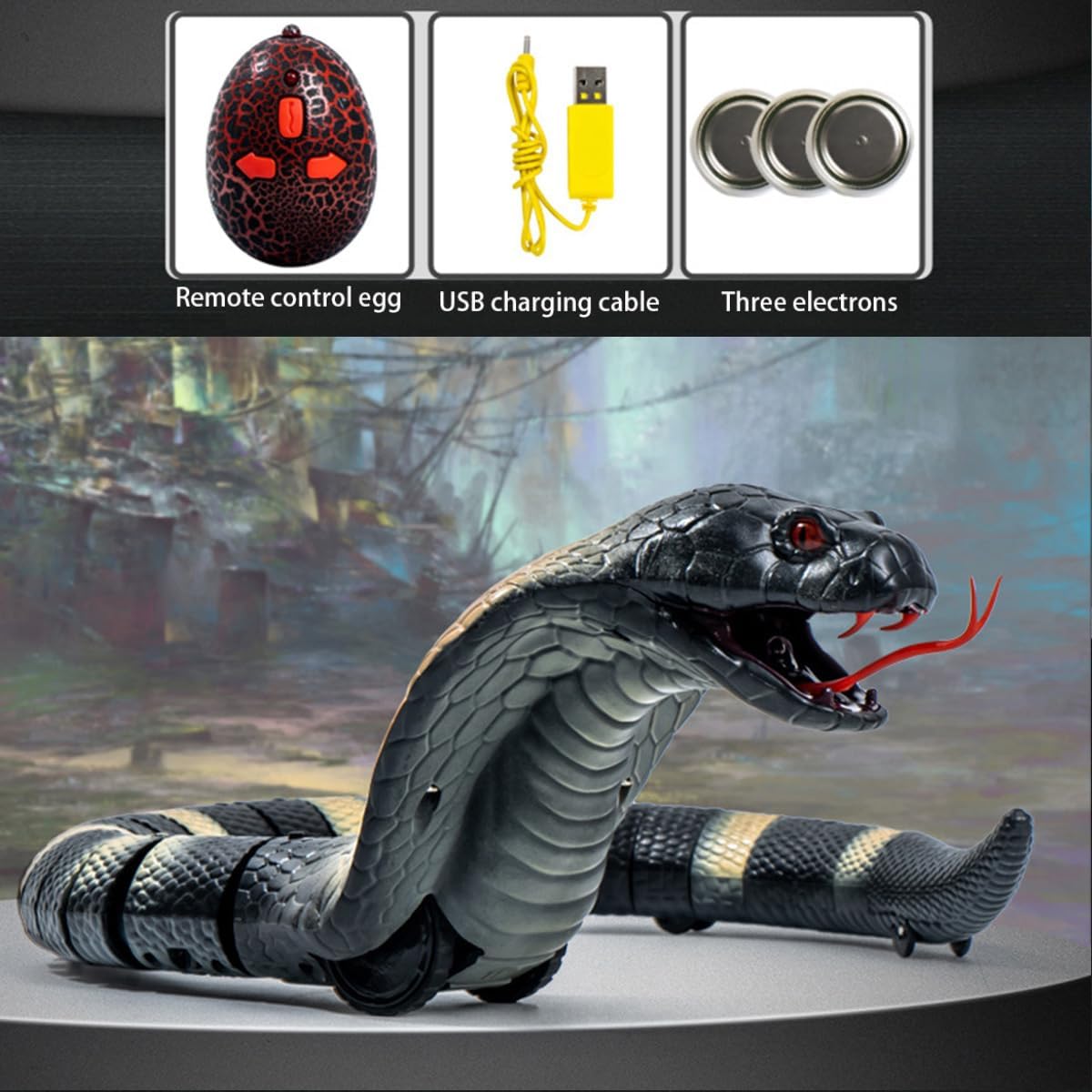 Remote Control Snake, Realistic Snake Toy Long Rechargeable 17" with Swinging Tail and Retractable Tongue Cobra Christmas Toys for Kids - Image 5