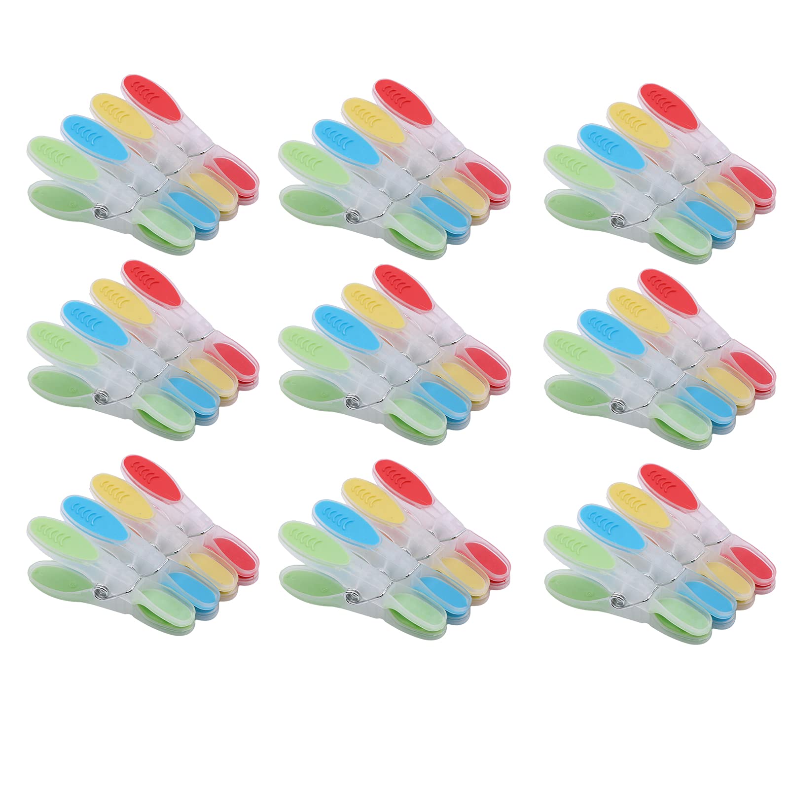 Soft Clip Pegs, Plastic Rust Resistant Non Slip Laundry Pegs, Multicolors Strong Grip Washing Pegs for Washing Line 36PCS