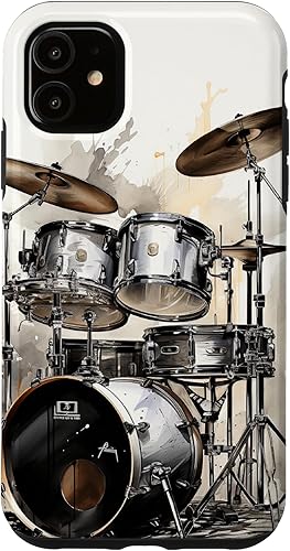 Funda para iPhone 11 Vintage Drum Set Drawing
