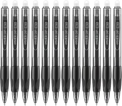 Aozora Erasable Pens Click Fine Point 0.7 mm Retractable Erasable Gel Pens for Completing Sudoku and Crossword Puzzles 12 Pack Black