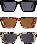 JM 3 Pack Reading Glasses for Women, Fashion Square Blue Light Readers