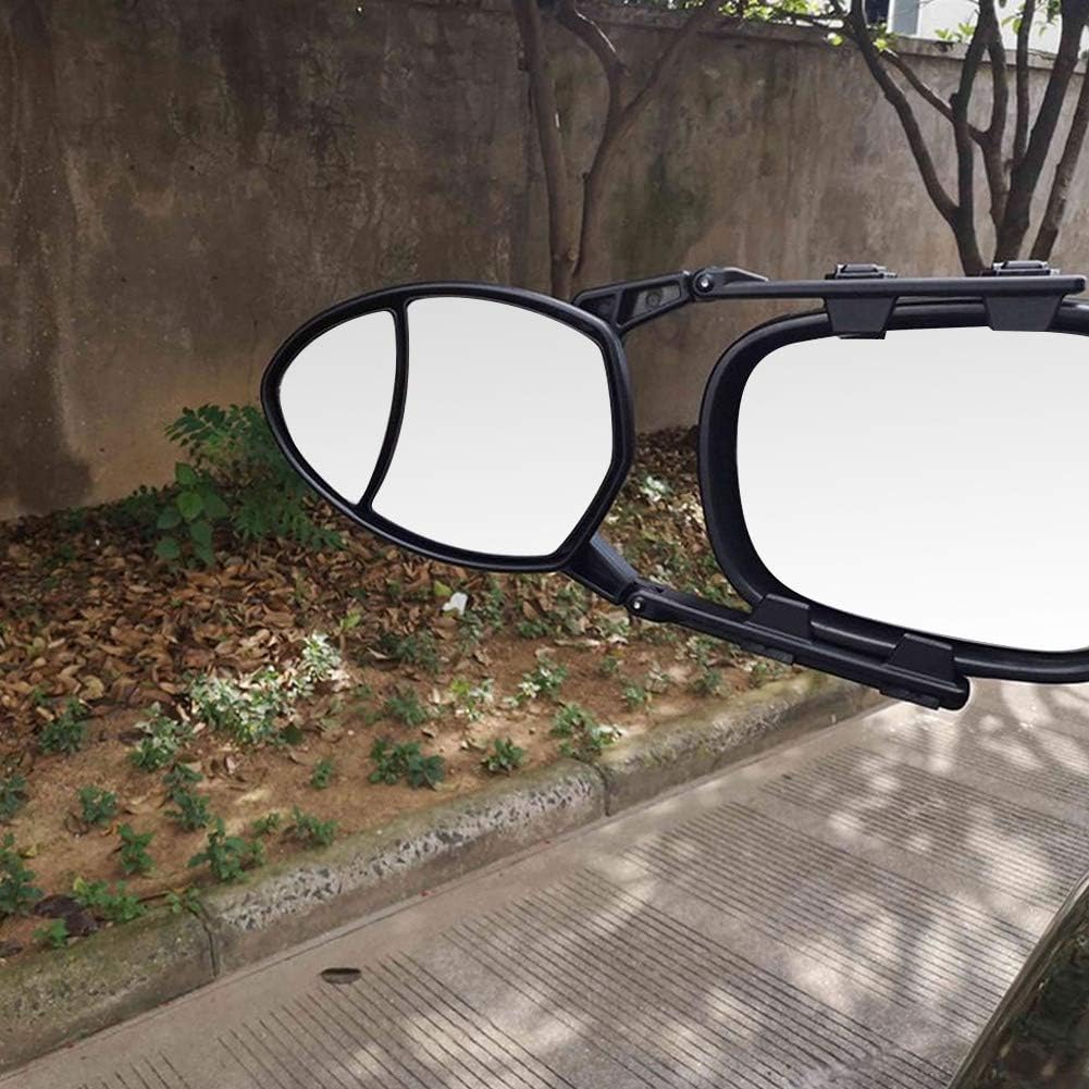 Universal Dual View Towing Mirrors Adjustable Clip On Rearview Side Oval Mirror 75x55in for Car Truck