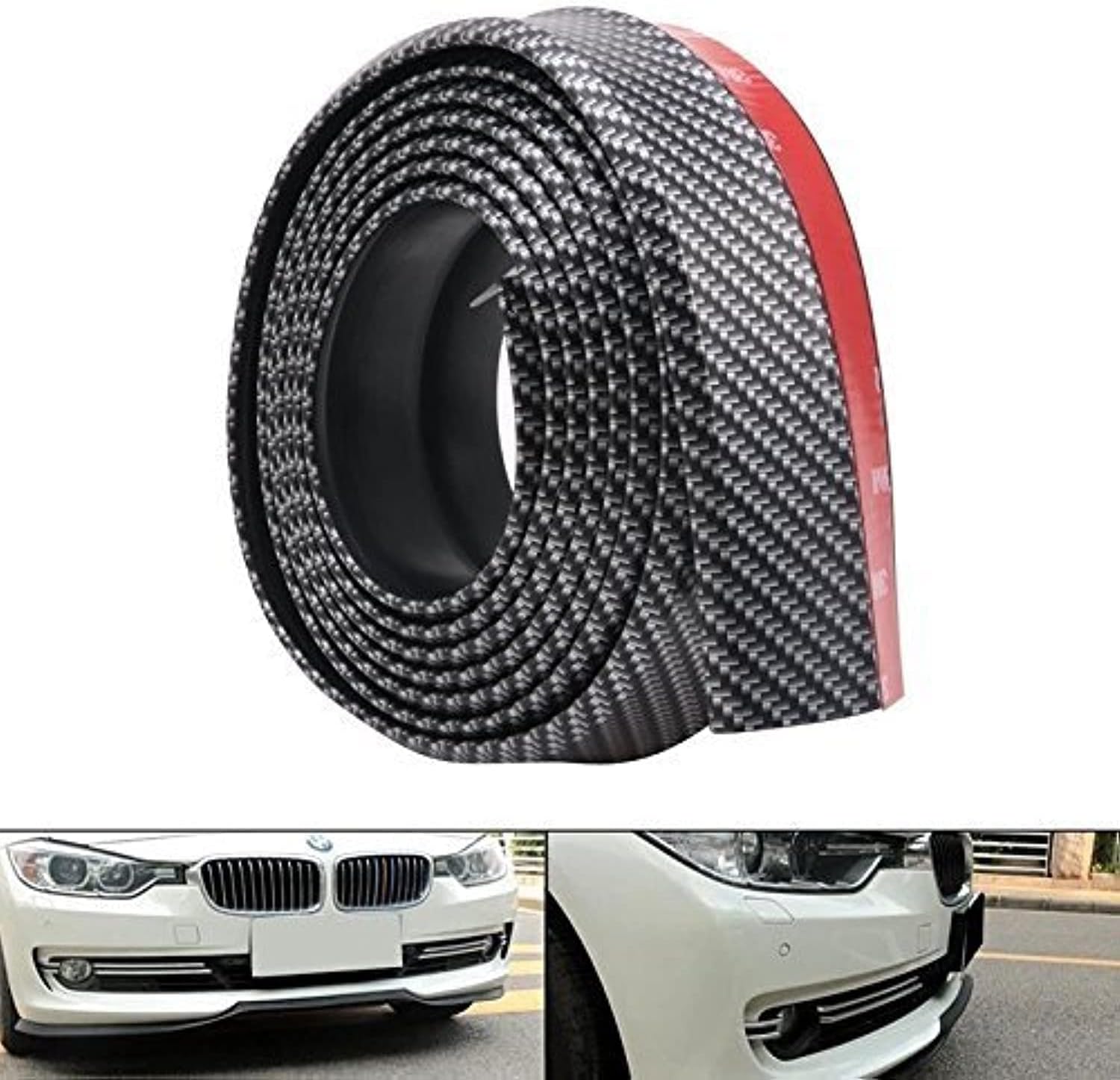 9.8"/2.5M Universal Front Bumper Spoiler, Orbeor Anti-Scratch Carbon Fiber Rubber Skirt Protector Lip for Car/Truck/SUV (Black)