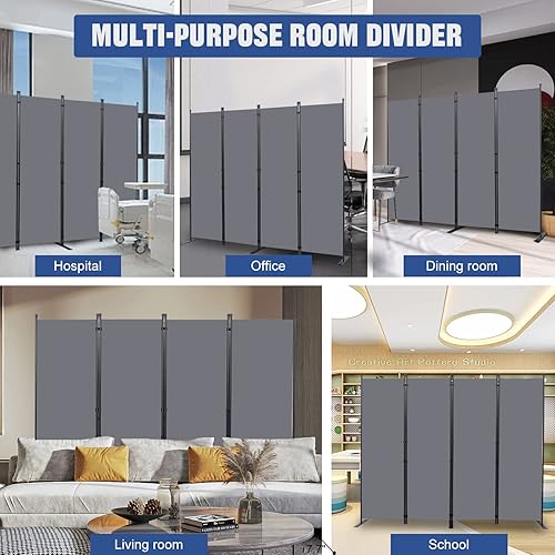 Miniatura 6 de Divisor de habitación portátil de 6 pies y pantallas de privacidad plegables, divisor de tela de 88 pulgadas de ancho para separación de