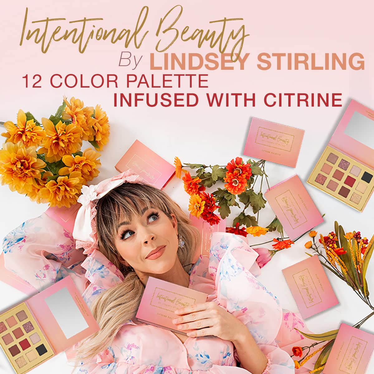 bellapierre Lindsey Stirling Citrine Palette | 12 Color Eyeshadow Palette Infused with Citrine Crystal | Non-Toxic & Paraben Free | Cruelty Free